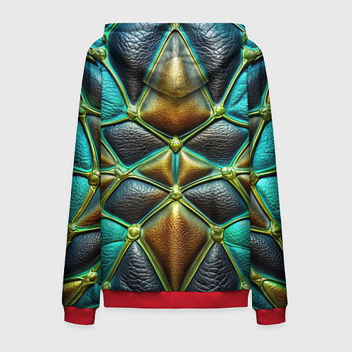 Мужская толстовка на молнии Объемная футуристичная объемная текстура из кожи / 3D-Красный – фото 2