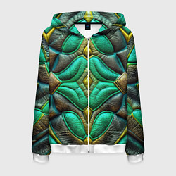 Толстовка 3D на молнии мужская Объемная футуристичная текстура из кожи, цвет: 3D-белый