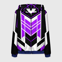 Толстовка 3D на молнии мужская Purple and black stripes on a white background, цвет: 3D-синий