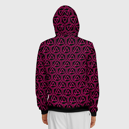 Мужская толстовка на молнии Linkin park pink logo / 3D-Черный – фото 4