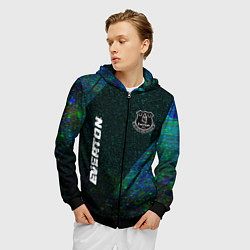 Толстовка 3D на молнии мужская Everton glitch blue, цвет: 3D-черный — фото 2