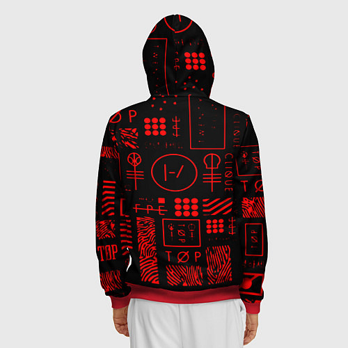 Мужская толстовка на молнии Twenty one pilots pattern rock / 3D-Красный – фото 4