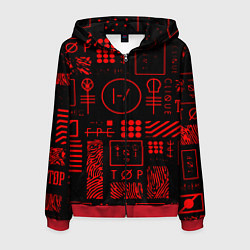 Толстовка 3D на молнии мужская Twenty one pilots pattern rock, цвет: 3D-красный