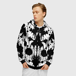 Толстовка 3D на молнии мужская Psychedelic Rorschach test - ai art, цвет: 3D-черный — фото 2