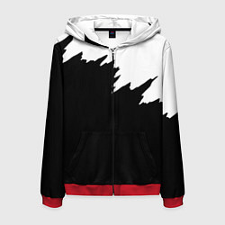 Толстовка 3D на молнии мужская Просто краска черно белая, цвет: 3D-красный