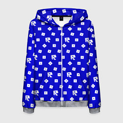 Толстовка 3D на молнии мужская Roblox blue pattern, цвет: 3D-меланж