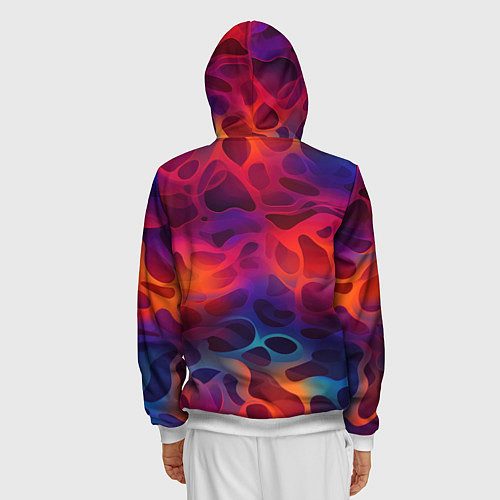 Мужская толстовка на молнии Паттерн неоновой волны / 3D-Белый – фото 4