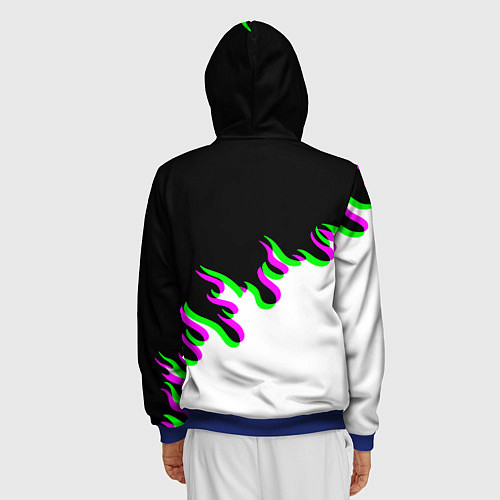 Мужская толстовка на молнии Doom logo fire demon / 3D-Синий – фото 4