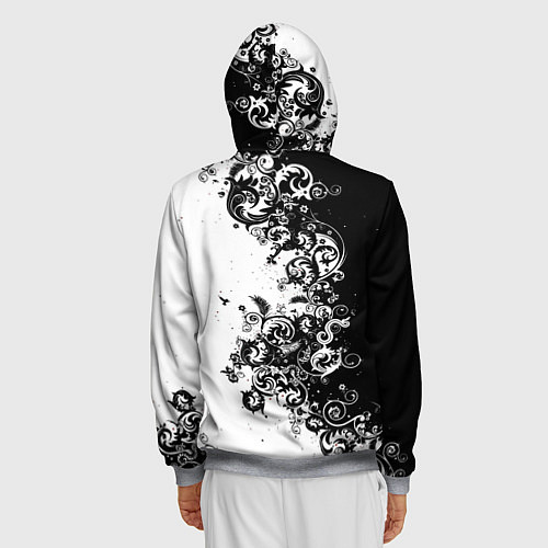 Мужская толстовка на молнии Чёрно белый стильный узор / 3D-Меланж – фото 4