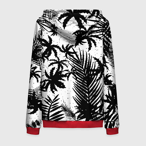 Мужская толстовка на молнии Чёрно белые пальмы / 3D-Красный – фото 2