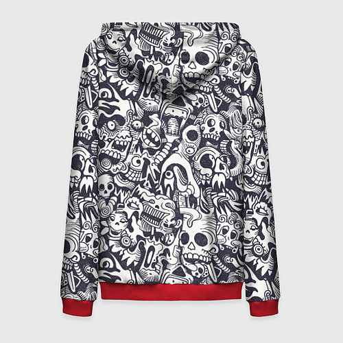 Мужская толстовка на молнии Черепа с волосами / 3D-Красный – фото 2