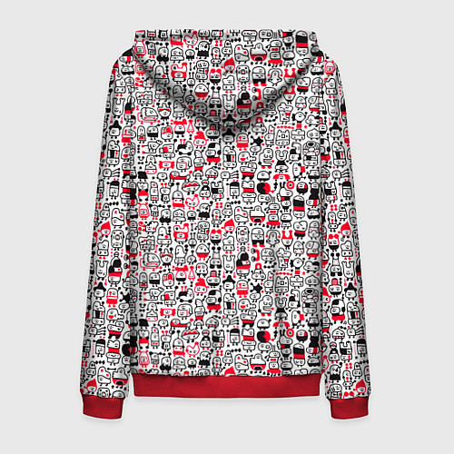 Мужская толстовка на молнии Человечки с антенками / 3D-Красный – фото 2