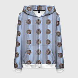 Толстовка 3D на молнии мужская Цветы шоколадного цвета - абстракция, цвет: 3D-белый