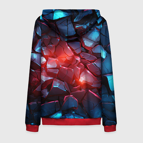 Мужская толстовка на молнии Синие камни с красным светом / 3D-Красный – фото 2