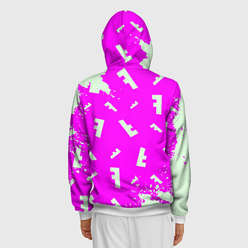 Мужская толстовка на молнии Fortnite pattern pink / 3D-Белый – фото 4