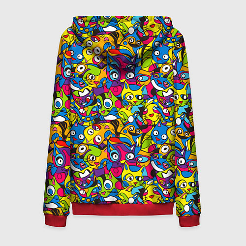Мужская толстовка на молнии Сумасшедшие креативные коты / 3D-Красный – фото 2