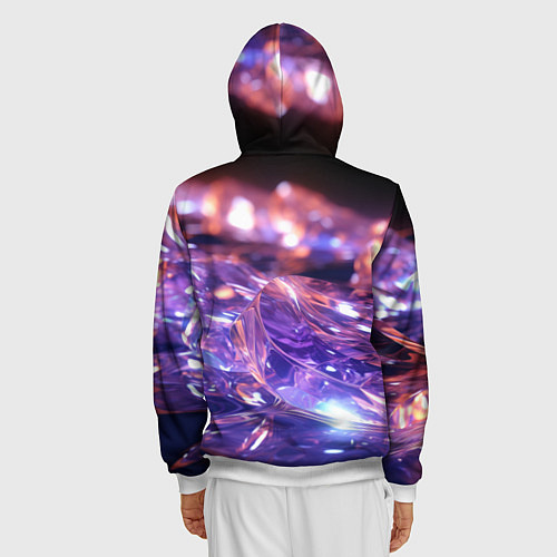 Мужская толстовка на молнии Плавление абстрактных блестящих камней / 3D-Белый – фото 4