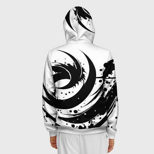 Мужская толстовка на молнии Ai art black and white abstraction / 3D-Белый – фото 4