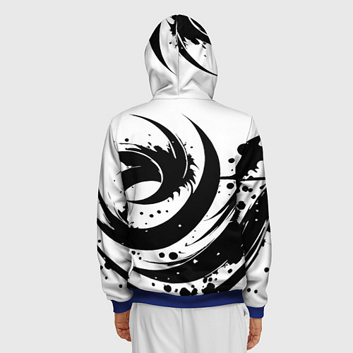 Мужская толстовка на молнии Ai art black and white abstraction / 3D-Синий – фото 4