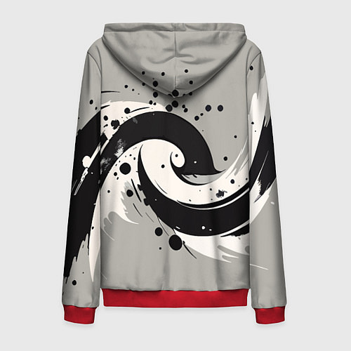 Мужская толстовка на молнии Инь-янь абстракция - нейроарт / 3D-Красный – фото 2