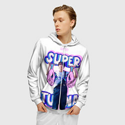 Толстовка 3D на молнии мужская BTS Super Tuna, цвет: 3D-белый — фото 2
