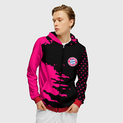 Толстовка 3D на молнии мужская Бавария Мюнхен краски, цвет: 3D-красный — фото 2