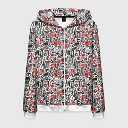 Толстовка 3D на молнии мужская Узоры абстрактные, цвет: 3D-белый