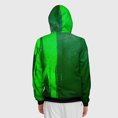 Мужская толстовка на молнии Sabaton - green gradient по-вертикали / 3D-Черный – фото 4
