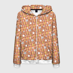 Толстовка 3D на молнии мужская Звёзды в клеточку, цвет: 3D-белый