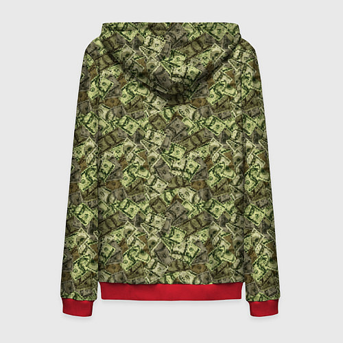 Мужская толстовка на молнии Милитари деньги / 3D-Красный – фото 2