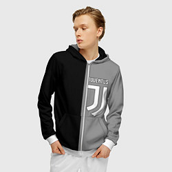 Толстовка 3D на молнии мужская Ювентус геометрия, цвет: 3D-белый — фото 2