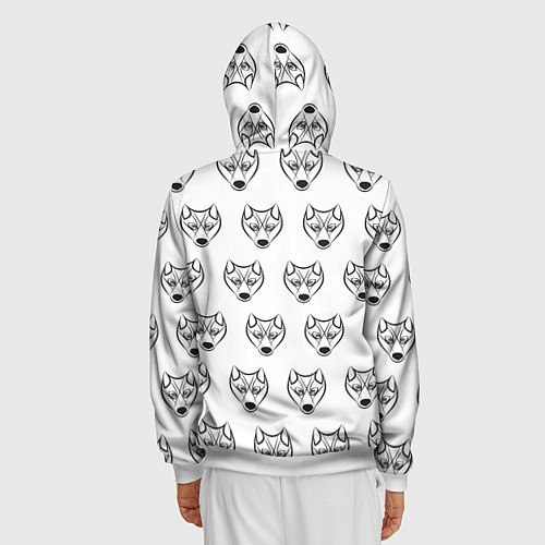 Мужская толстовка на молнии Паттерн волк / 3D-Белый – фото 4