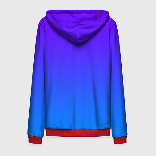 Мужская толстовка на молнии Фиолетово синий градиент / 3D-Красный – фото 2
