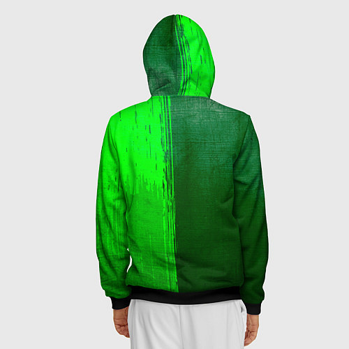 Мужская толстовка на молнии HIM - green gradient по-вертикали / 3D-Черный – фото 4