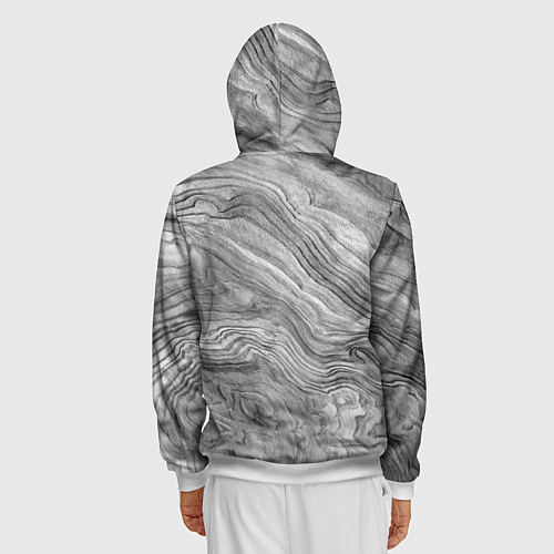 Мужская толстовка на молнии Текстура дерева - абстракция / 3D-Белый – фото 4
