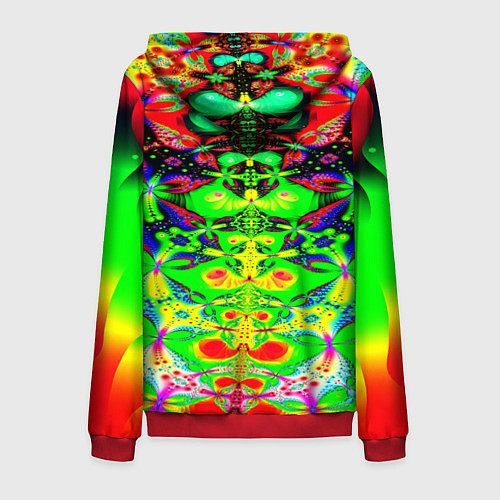 Мужская толстовка на молнии Оптический фрактал кислота / 3D-Красный – фото 2