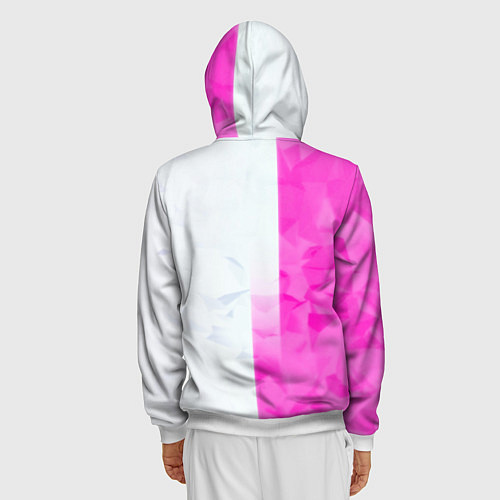 Мужская толстовка на молнии Game over pink abstraction / 3D-Белый – фото 4
