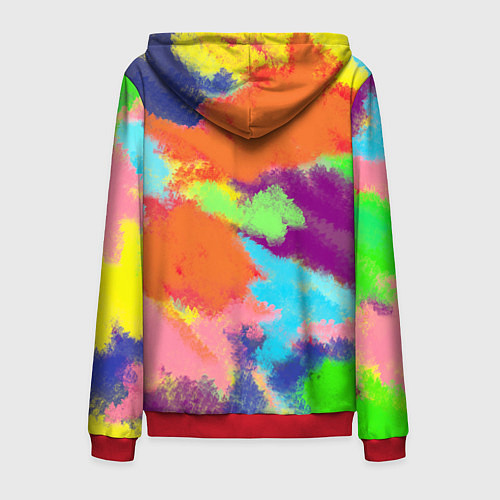 Мужская толстовка на молнии Яркие пятна мелками - текстура / 3D-Красный – фото 2