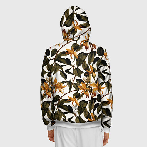 Мужская толстовка на молнии Желтые ретро цветы / 3D-Белый – фото 4