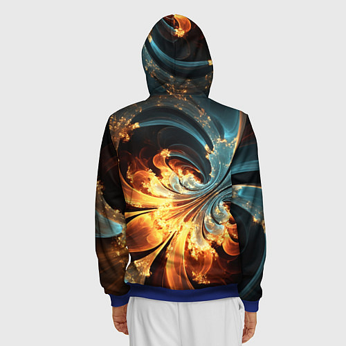Мужская толстовка на молнии Абстрактный фрактал / 3D-Синий – фото 4