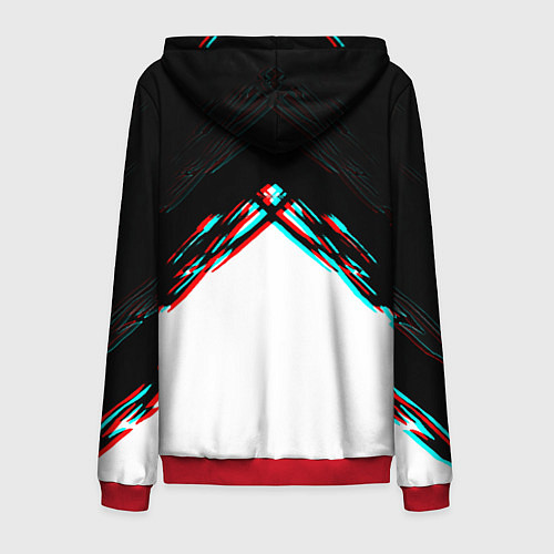 Мужская толстовка на молнии Краски глитч герб РФ / 3D-Красный – фото 2