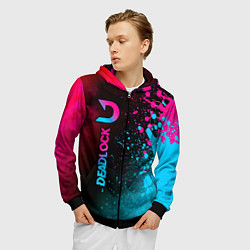 Толстовка 3D на молнии мужская Deadlock - neon gradient по-вертикали, цвет: 3D-черный — фото 2