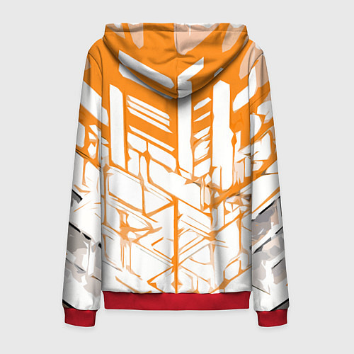 Мужская толстовка на молнии Агрессивные оранжевые полосы на белом фоне / 3D-Красный – фото 2