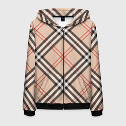 Мужская толстовка на молнии Стильная клетка - шотландка, крупно