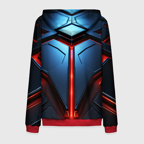 Мужская толстовка на молнии Разлом плит под углом с красным светом / 3D-Красный – фото 2