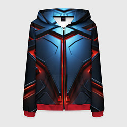 Толстовка 3D на молнии мужская Разлом плит под углом с красным светом, цвет: 3D-красный