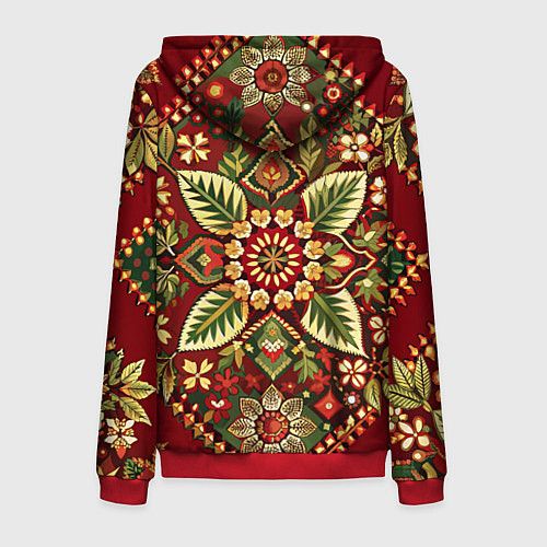 Мужская толстовка на молнии Русские классические узоры и орнамент / 3D-Красный – фото 2
