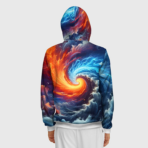 Мужская толстовка на молнии Столкновение двух стихий - инь янь / 3D-Белый – фото 4
