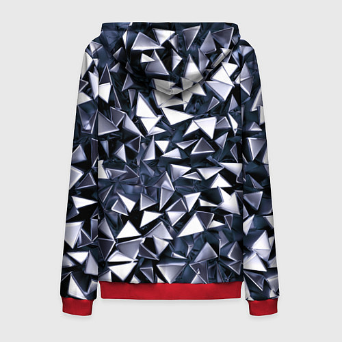 Мужская толстовка на молнии Взрыв геометрических треугольников / 3D-Красный – фото 2