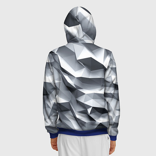 Мужская толстовка на молнии Белая геометрия с искажением / 3D-Синий – фото 4